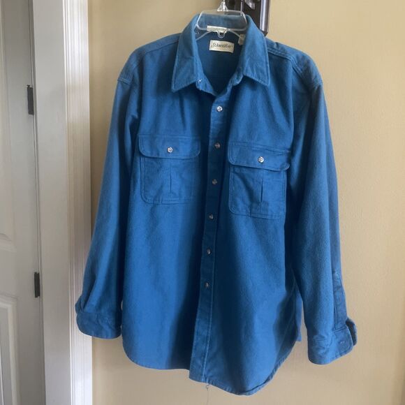 Vintage 1993 St John’s Bay Chamois Cloth Tea Blue Heavy Flannel Men’s XL Tall - Picture 1 of 14